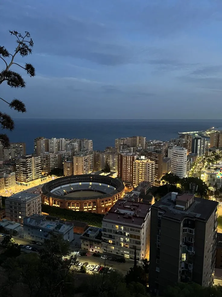 The city at dusk, From above